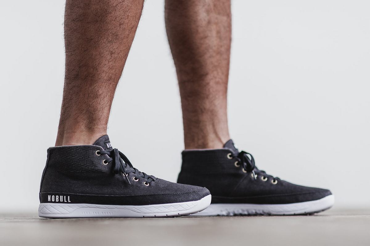 Nobull Canvas Mid Men's Trainers Black | Australia (WX4968)